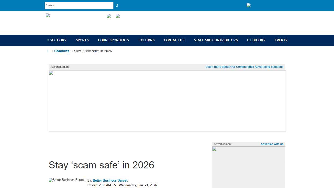 Stay ‘scam safe’ in 2026 – Our Communities